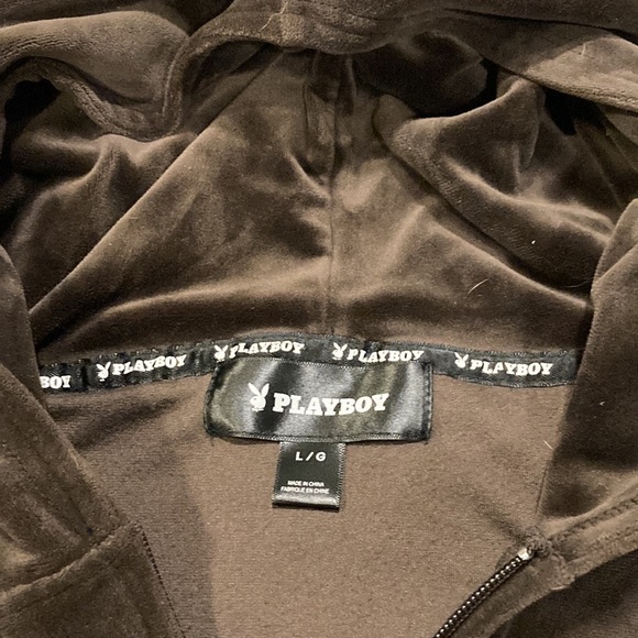 ❌SOLD❌brown PLAYBOY velour sweater (bedazzled) - Picture 6 of 8